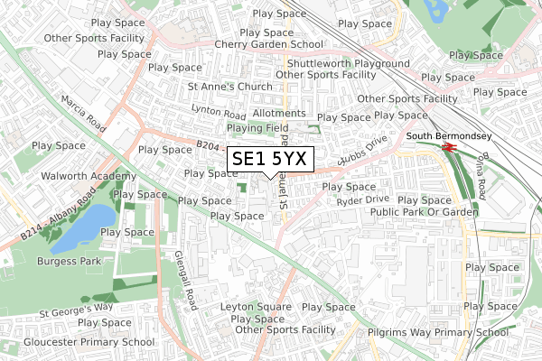 SE1 5YX map - small scale - OS Open Zoomstack (Ordnance Survey)