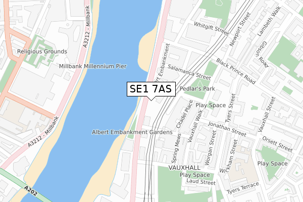 SE1 7AS map - large scale - OS Open Zoomstack (Ordnance Survey)