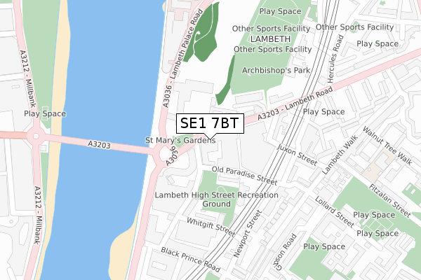 SE1 7BT map - large scale - OS Open Zoomstack (Ordnance Survey)