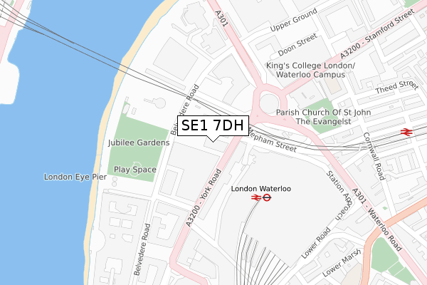 SE1 7DH map - large scale - OS Open Zoomstack (Ordnance Survey)