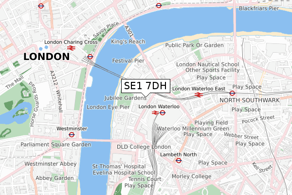 SE1 7DH map - small scale - OS Open Zoomstack (Ordnance Survey)