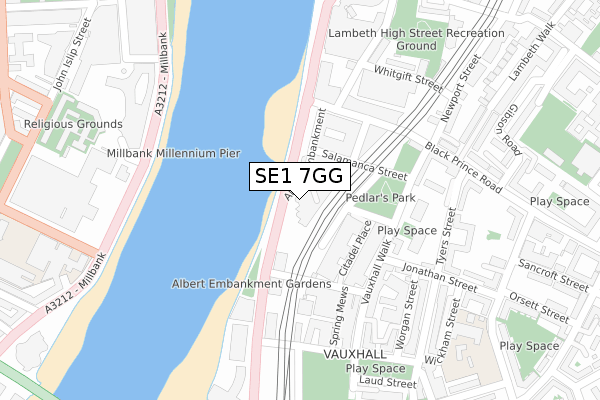 SE1 7GG map - large scale - OS Open Zoomstack (Ordnance Survey)