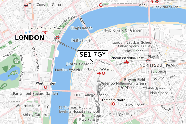 SE1 7GY map - small scale - OS Open Zoomstack (Ordnance Survey)