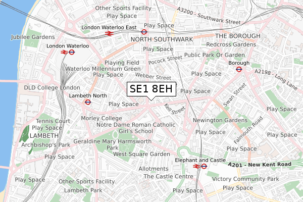 SE1 8EH map - small scale - OS Open Zoomstack (Ordnance Survey)