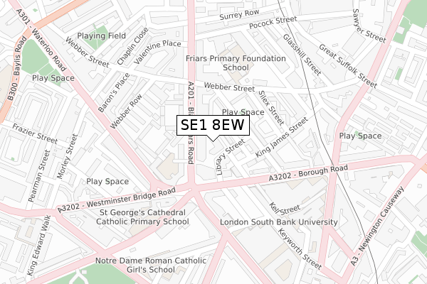 SE1 8EW map - large scale - OS Open Zoomstack (Ordnance Survey)