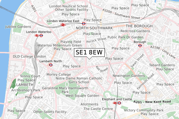 SE1 8EW map - small scale - OS Open Zoomstack (Ordnance Survey)