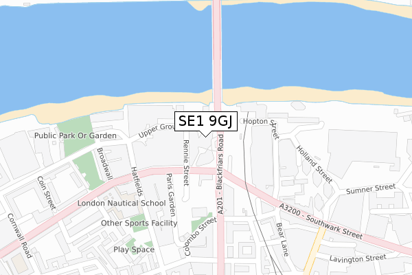 SE1 9GJ map - large scale - OS Open Zoomstack (Ordnance Survey)