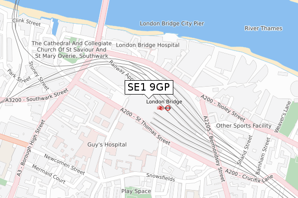 SE1 9GP map - large scale - OS Open Zoomstack (Ordnance Survey)