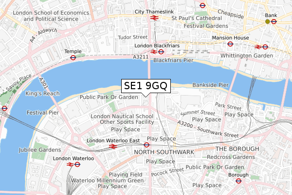 SE1 9GQ map - small scale - OS Open Zoomstack (Ordnance Survey)