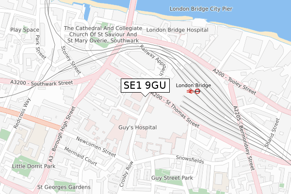 SE1 9GU map - large scale - OS Open Zoomstack (Ordnance Survey)