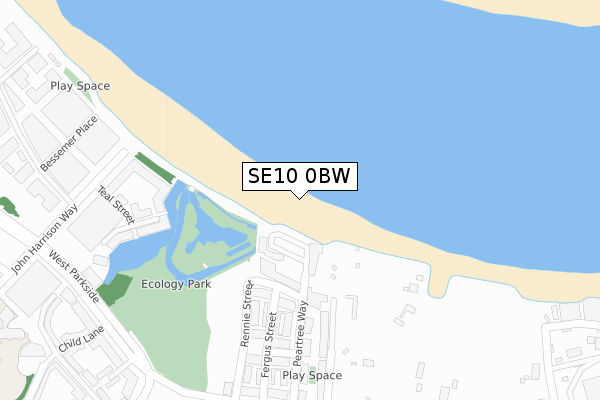 SE10 0BW map - large scale - OS Open Zoomstack (Ordnance Survey)