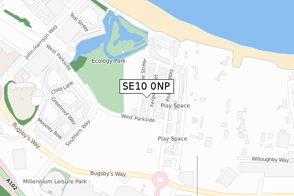 SE10 0NP map - large scale - OS Open Zoomstack (Ordnance Survey)