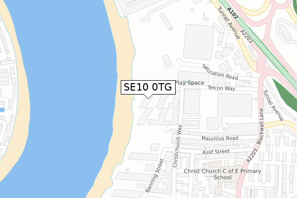 SE10 0TG map - large scale - OS Open Zoomstack (Ordnance Survey)