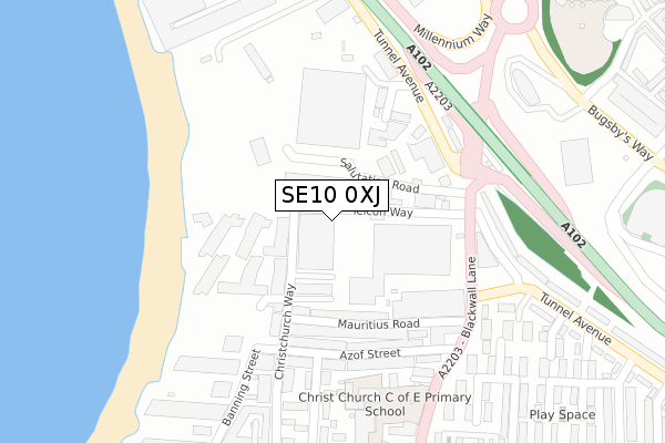 SE10 0XJ map - large scale - OS Open Zoomstack (Ordnance Survey)