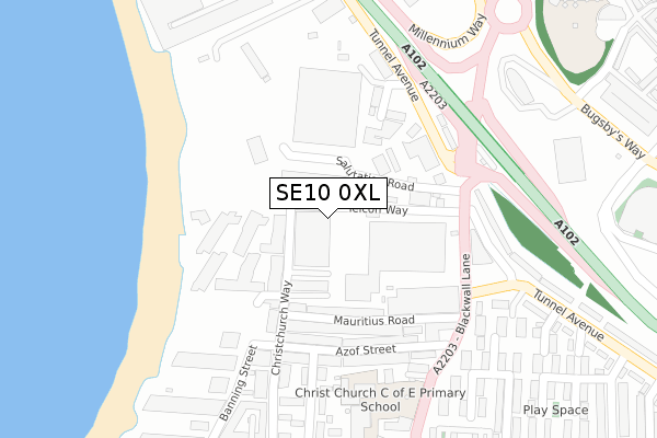 SE10 0XL map - large scale - OS Open Zoomstack (Ordnance Survey)