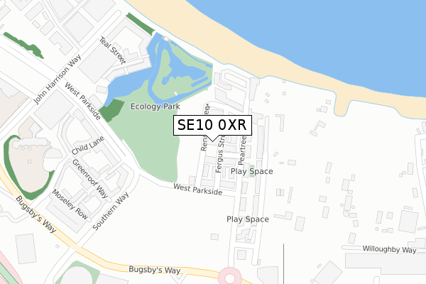 SE10 0XR map - large scale - OS Open Zoomstack (Ordnance Survey)