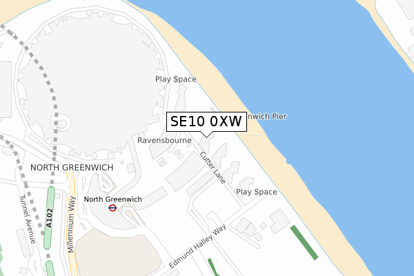 SE10 0XW map - large scale - OS Open Zoomstack (Ordnance Survey)