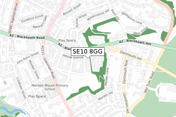 SE10 8GG map - large scale - OS Open Zoomstack (Ordnance Survey)