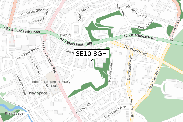 SE10 8GH map - large scale - OS Open Zoomstack (Ordnance Survey)