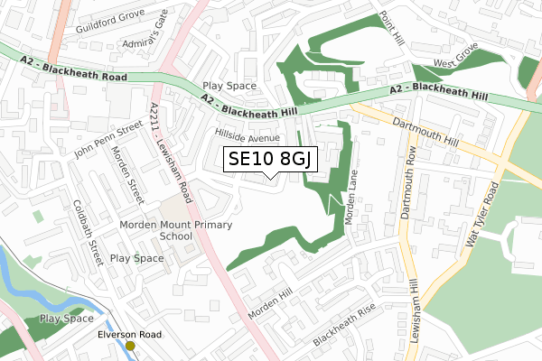 SE10 8GJ map - large scale - OS Open Zoomstack (Ordnance Survey)