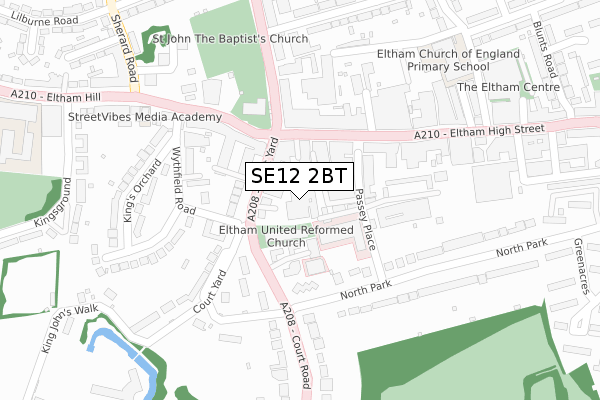 SE12 2BT map - large scale - OS Open Zoomstack (Ordnance Survey)