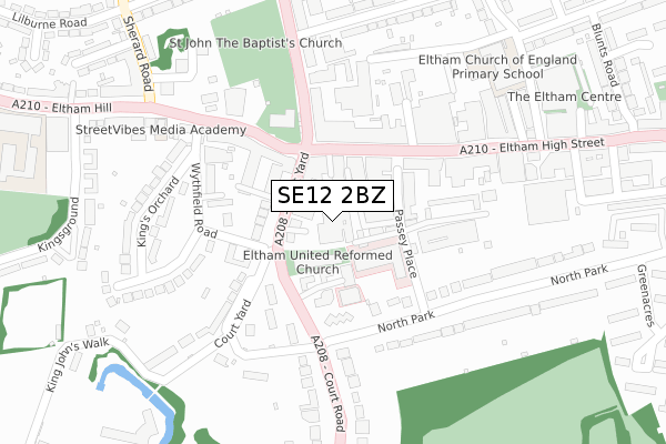 SE12 2BZ map - large scale - OS Open Zoomstack (Ordnance Survey)