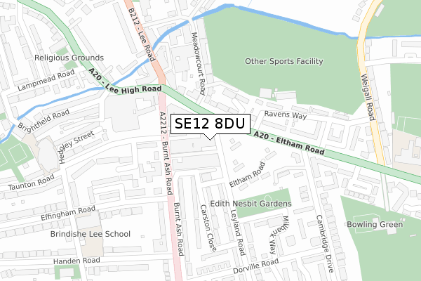 SE12 8DU map - large scale - OS Open Zoomstack (Ordnance Survey)