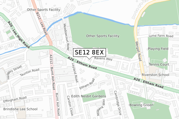 SE12 8EX map - large scale - OS Open Zoomstack (Ordnance Survey)