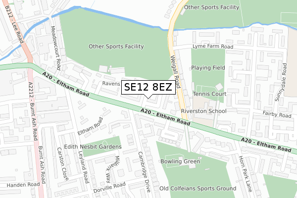 SE12 8EZ map - large scale - OS Open Zoomstack (Ordnance Survey)