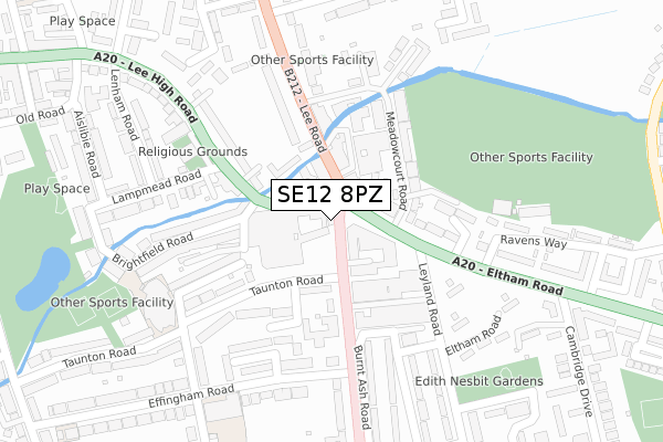 SE12 8PZ map - large scale - OS Open Zoomstack (Ordnance Survey)