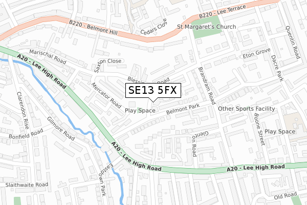SE13 5FX map - large scale - OS Open Zoomstack (Ordnance Survey)