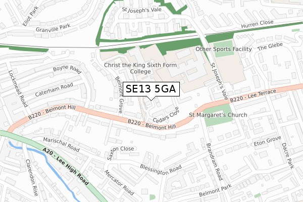 SE13 5GA map - large scale - OS Open Zoomstack (Ordnance Survey)
