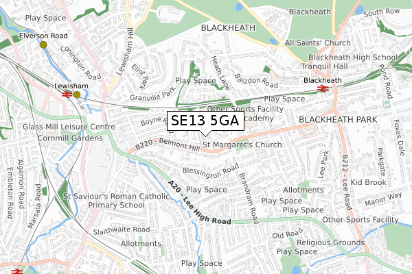 SE13 5GA map - small scale - OS Open Zoomstack (Ordnance Survey) SE13 5GA map - small scale - OS Open Zoomstack (Ordnance Survey)
