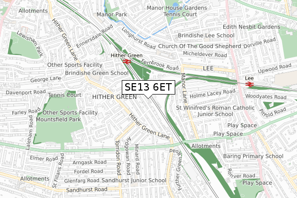SE13 6ET map - small scale - OS Open Zoomstack (Ordnance Survey) SE13 6ET map - small scale - OS Open Zoomstack (Ordnance Survey)