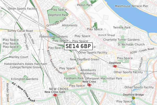 SE14 6BP map - small scale - OS Open Zoomstack (Ordnance Survey) SE14 6BP map - small scale - OS Open Zoomstack (Ordnance Survey)