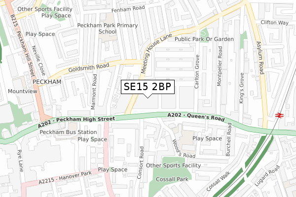 SE15 2BP map - large scale - OS Open Zoomstack (Ordnance Survey) SE15 2BP map - large scale - OS Open Zoomstack (Ordnance Survey)