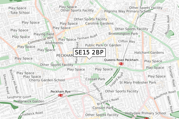 SE15 2BP map - small scale - OS Open Zoomstack (Ordnance Survey) SE15 2BP map - small scale - OS Open Zoomstack (Ordnance Survey)
