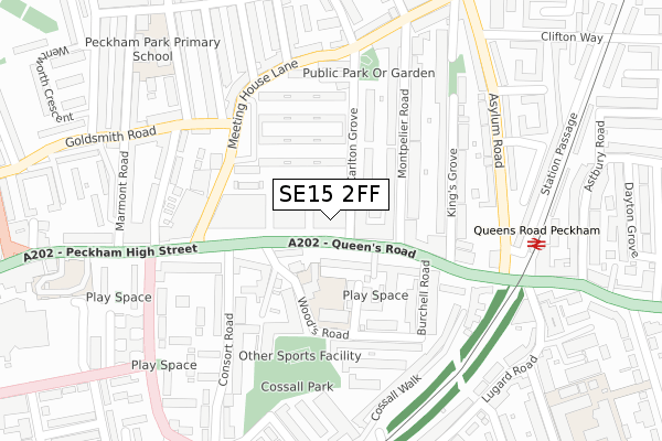 SE15 2FF map - large scale - OS Open Zoomstack (Ordnance Survey)