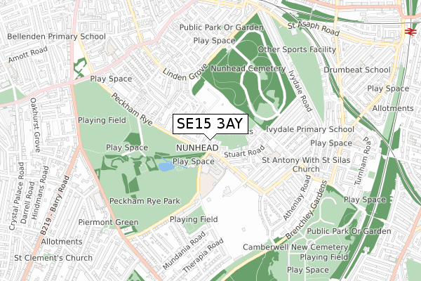SE15 3AY map - small scale - OS Open Zoomstack (Ordnance Survey) SE15 3AY map - small scale - OS Open Zoomstack (Ordnance Survey)