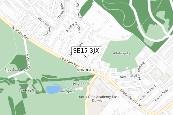 SE15 3JX map - large scale - OS Open Zoomstack (Ordnance Survey)
