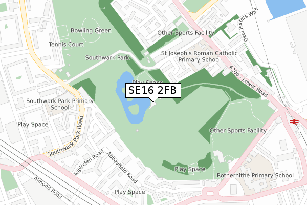 SE16 2FB map - large scale - OS Open Zoomstack (Ordnance Survey)