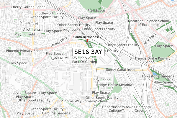 SE16 3AY map - small scale - OS Open Zoomstack (Ordnance Survey) SE16 3AY map - small scale - OS Open Zoomstack (Ordnance Survey)