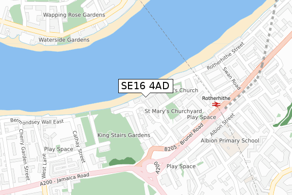 SE16 4AD map - large scale - OS Open Zoomstack (Ordnance Survey)