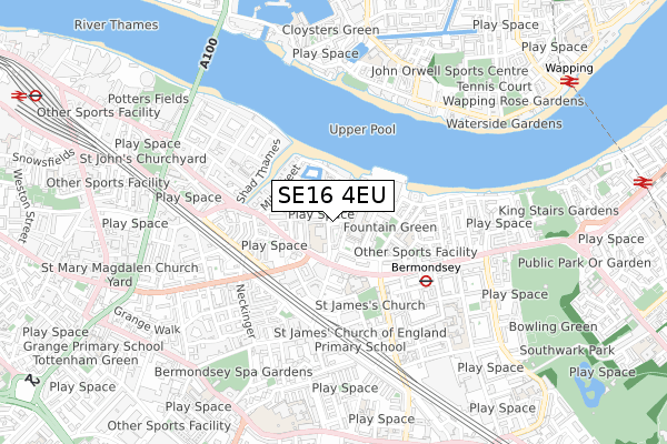 SE16 4EU map - small scale - OS Open Zoomstack (Ordnance Survey)