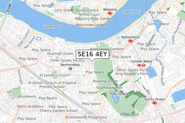 SE16 4EY map - small scale - OS Open Zoomstack (Ordnance Survey) SE16 4EY map - small scale - OS Open Zoomstack (Ordnance Survey)
