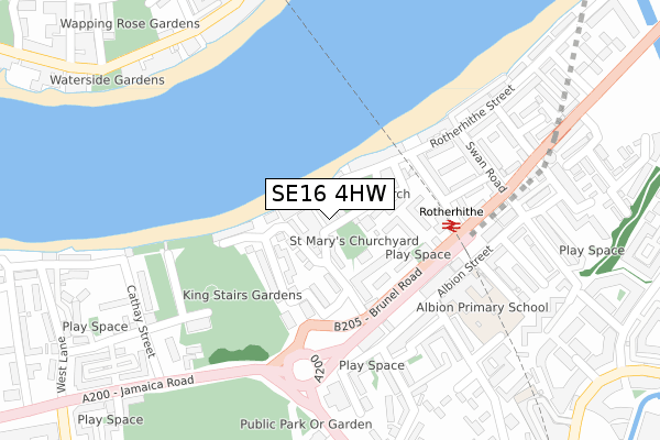 SE16 4HW map - large scale - OS Open Zoomstack (Ordnance Survey)