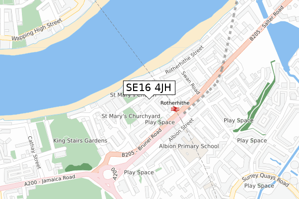 SE16 4JH map - large scale - OS Open Zoomstack (Ordnance Survey)