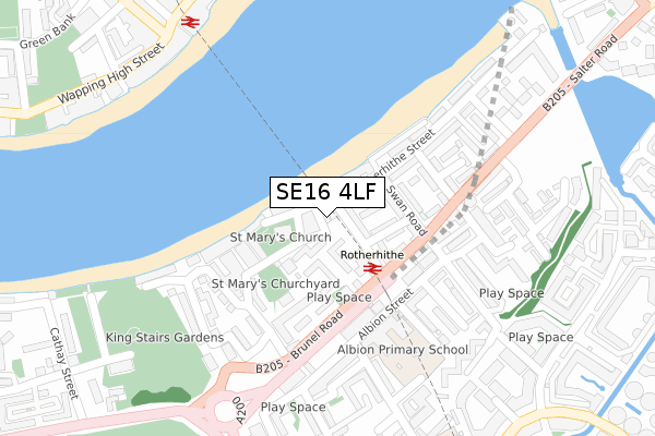 SE16 4LF map - large scale - OS Open Zoomstack (Ordnance Survey)