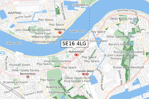 SE16 4LG map - small scale - OS Open Zoomstack (Ordnance Survey)