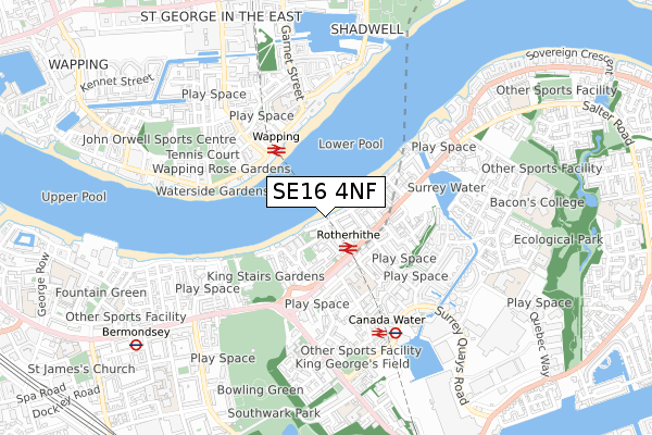 SE16 4NF map - small scale - OS Open Zoomstack (Ordnance Survey)